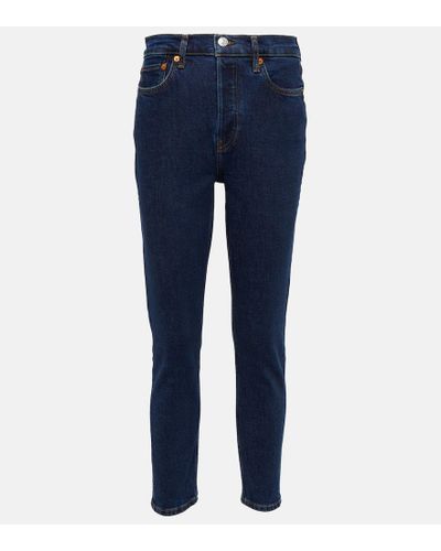 RE/DONE High-Rise Cropped Skinny Jeans '90s - Blau