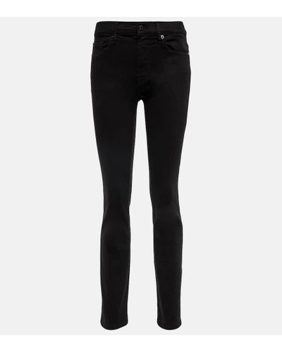 7 For All Mankind Mid-Rise Skinny Jeans Roxanne - Schwarz