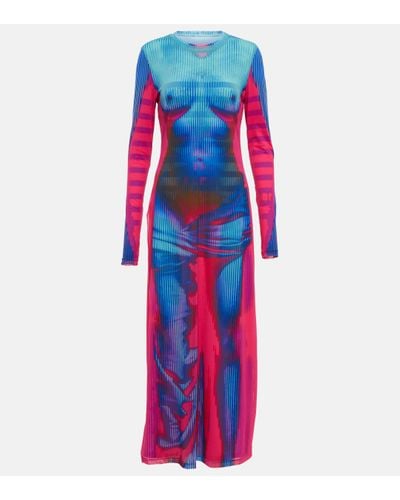 Y. Project X Jean Paul Gaultier Body Morph Mesh Maxi Dress - Multicolour