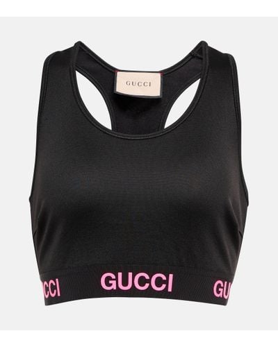 Gucci Logo Racerback Sports Bra - Black