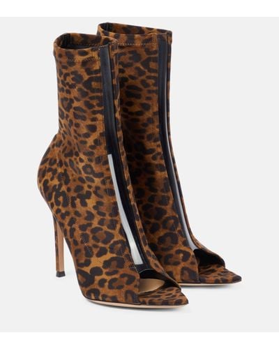 Gianvito Rossi Hiroko 105 Leopard-print Boots - Brown