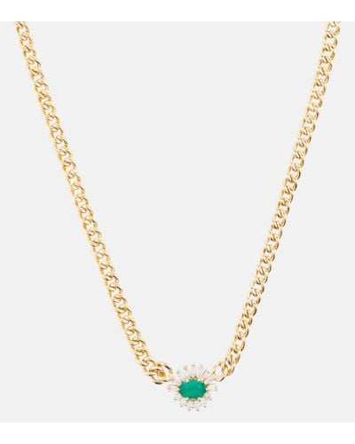 SHAY Halskette aus 18kt Gelbgold mit Smaragden und Diamanten - Mettallic