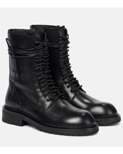 Ann Demeulemeester Leather Combat Boots - Black