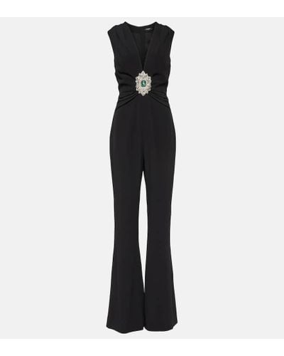 Balmain Embellished Crepe Jumpsuit - Black
