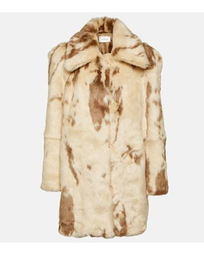 Victoria Beckham Faux Fur Coat - Natural