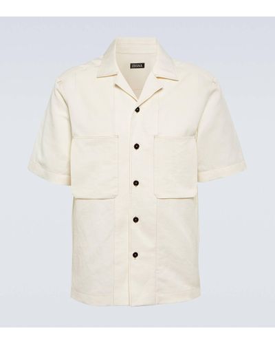 Zegna Chemise en lin, coton et soie - Neutre