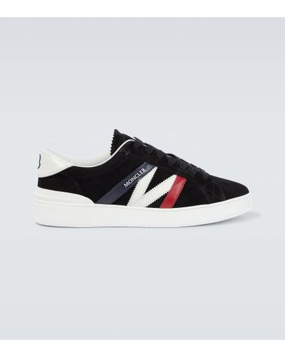 Moncler Zapatillas Monaco de piel y ante - Negro