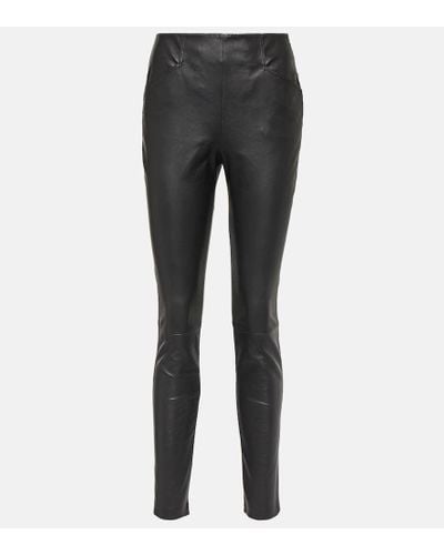 Victoria Beckham Leather Slim Pants - Gray