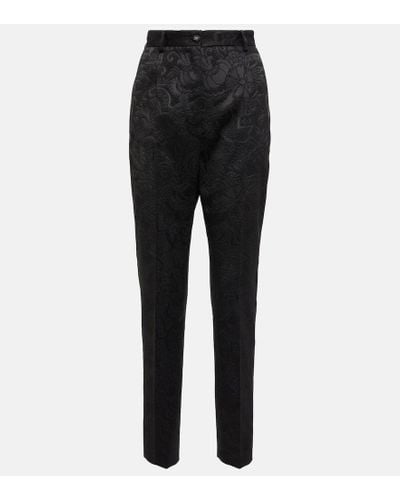 Dolce & Gabbana Jacquard High-rise Cropped Pants - Black