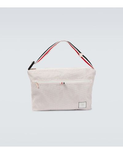 Thom Browne Mesh And Leather Shoulder Bag - White