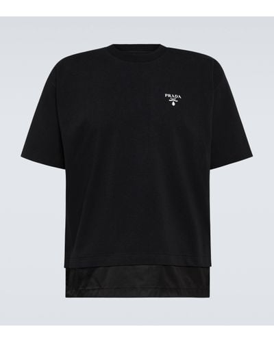 Prada T-shirt en coton a logo - Noir
