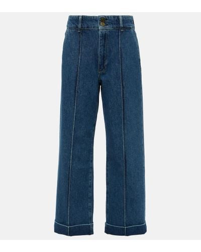 FRAME High-Rise Straight Jeans '70s - Blau