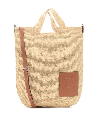 Tote Slit de rafia con piel Loewe de Cuero de color Neutro | Lyst
