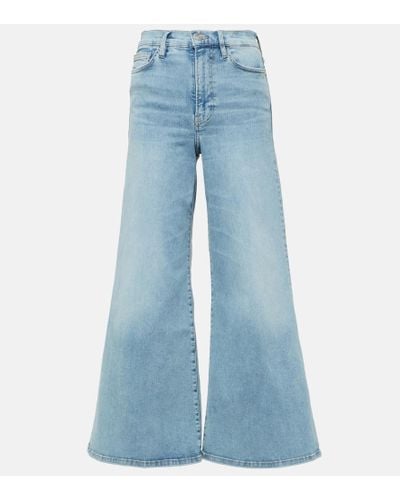 FRAME High-Rise Flared Jeans Le Palazzo Crop - Blau