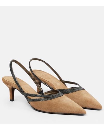 Brunello Cucinelli Pumps slingback City in suede - Neutro