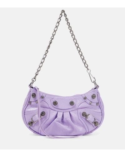 Balenciaga Le Cagole Mini Leather Shoulder Bag - Purple