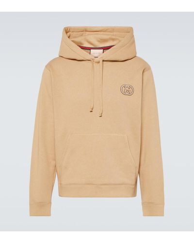 Gucci Hoodie Interlocking G aus Baumwoll-Jersey - Natur