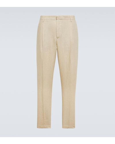 Sunspel Linen Straight Trousers - Natural