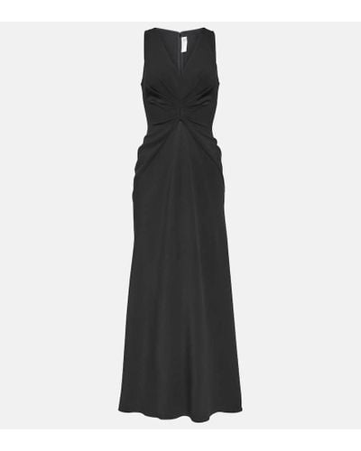 Victoria Beckham Gathered Asymmetric Maxi Dress - Black