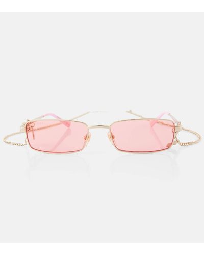 Gucci Cut Out Rectangular Sunglasses - Pink
