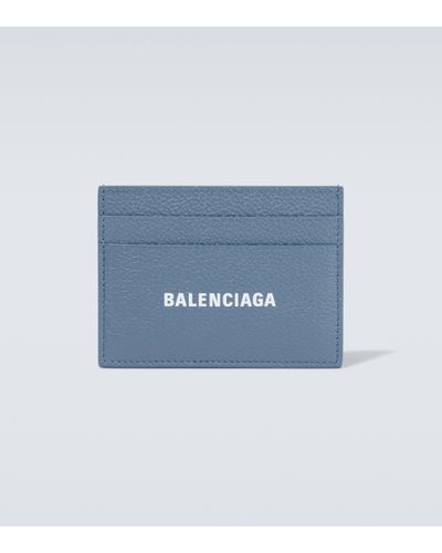 Balenciaga Porte-cartes Cash en cuir a logo - Bleu