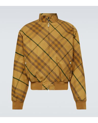 Burberry Check Cotton Twill Bomber Jacket - Yellow