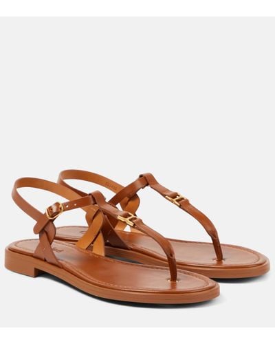 Chloé Marcie Leather Thong Sandals - Brown