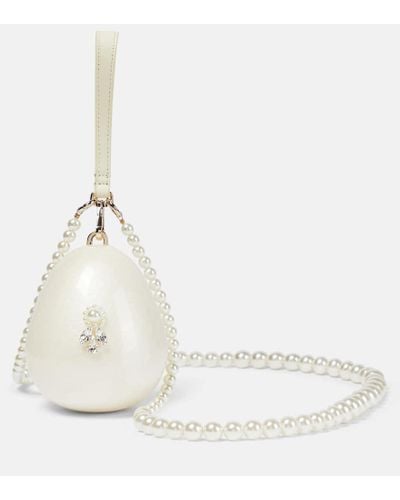 Simone Rocha Clutch Mini Egg con perle bijoux - Bianco