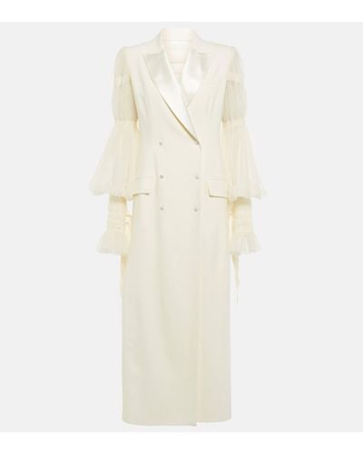 Danielle Frankel Mae Embellished Silk And Wool Coat - White