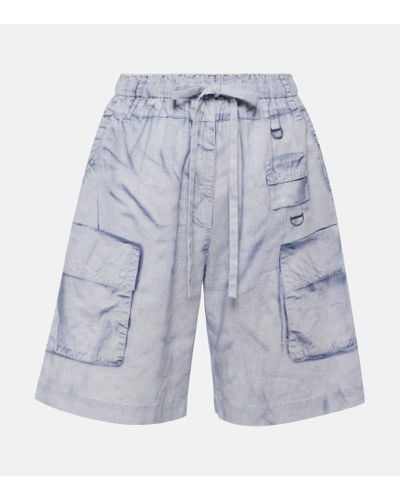 Acne Studios Trompe L'oil Linen And Cotton Bermuda Shorts - Blue