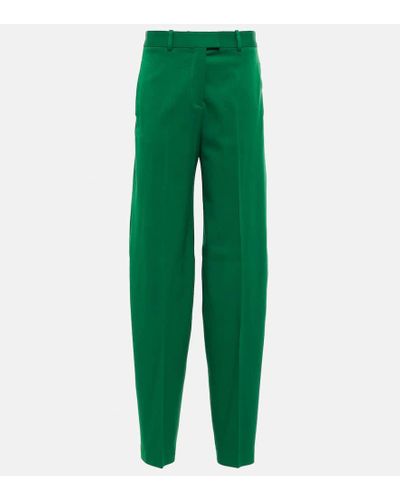 The Attico Wide-leg Wool-blend Pants - Green