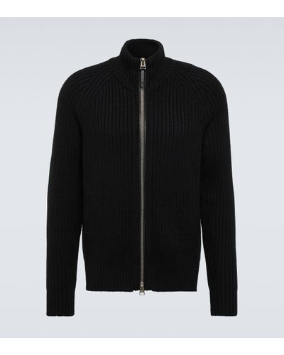 Tom Ford Wool And Cashmere-blend Zip-up Jumper - Black