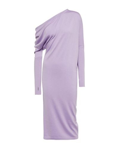 Tom Ford One-shoulder Cashmere And Silk Midi Dress - Purple