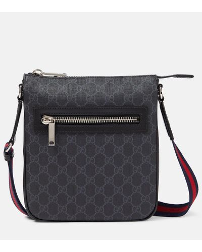 Gucci GG Canvas Leather-trimmed Crossbody Bag - Black