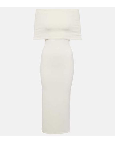 Wardrobe NYC Off-shoulder Ribbed-knit Midi Dress - White