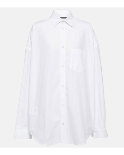 Balenciaga Chemise en coton a logo - Blanc
