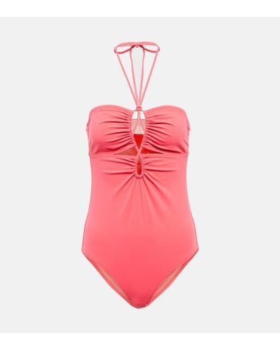 Ulla Johnson Minorca Maillot Halterneck Swimsuit - Pink