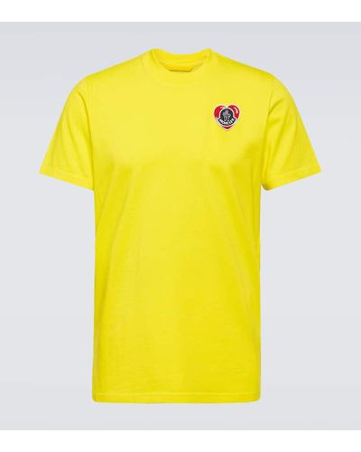Moncler Camiseta en jersey de algodon con logo - Amarillo