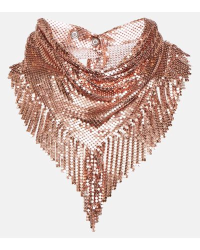 Rabanne Pixel Fringed Scarf - Pink