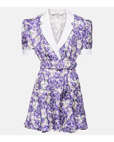 Rodarte Floral Silk Minidress - Purple