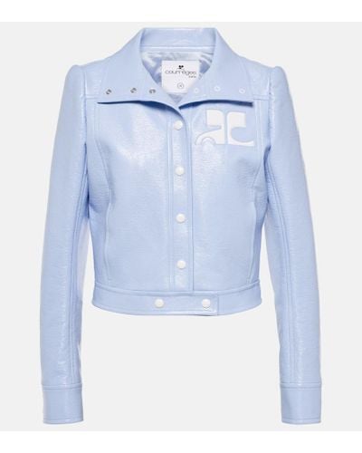 Courreges Giacca cropped Reedition in vinile - Blu