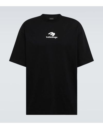 Balenciaga Camiseta de algodon con logo - Negro