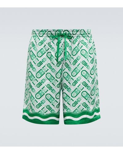 Casablancabrand Shorts de seda estampados - Verde