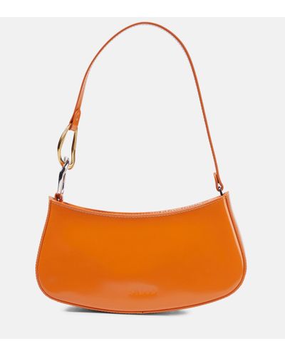 STAUD Ollie Leather Shoulder Bag - Orange