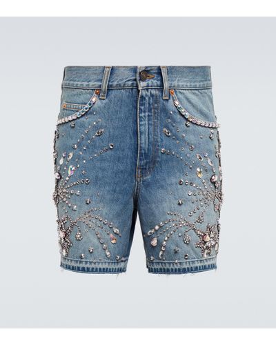Gucci Shorts di jeans con cristalli - Blu