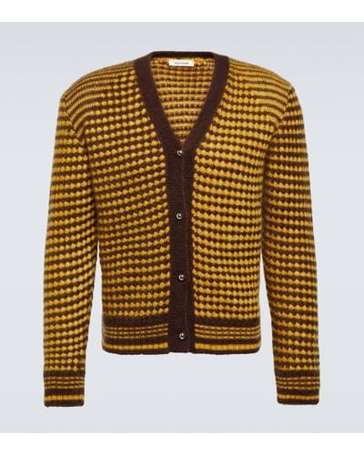 Wales Bonner Unity Striped Mohair-blend Cardigan - Yellow