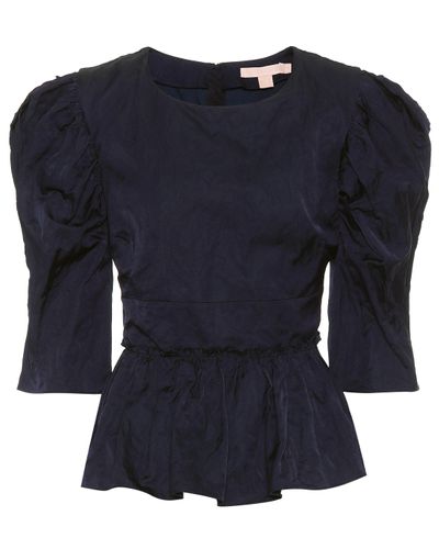 Brock Collection Qualita Jacquard Peplum Top - Blue