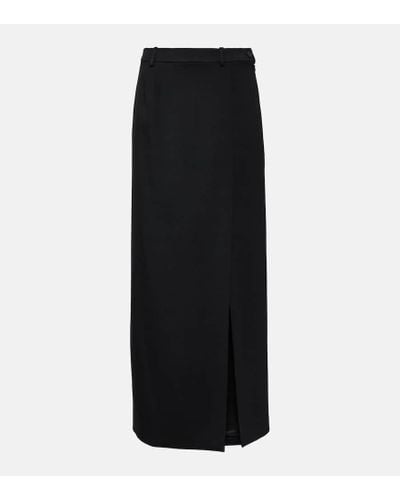 Balenciaga Falda larga de sarga de lana con abertura - Negro