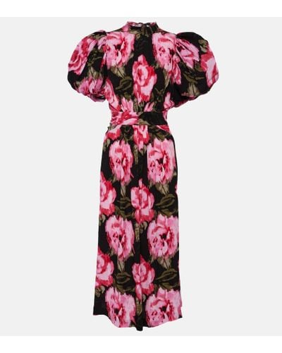 ROTATE BIRGER CHRISTENSEN Floral-print Puff-sleeve Woven Maxi Dress - Multicolor