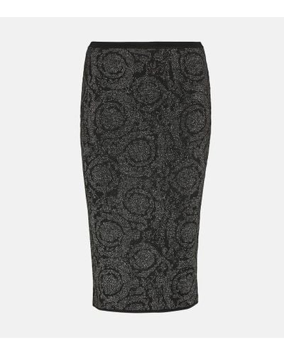 Versace Barocco Knit Midi Skirt - Gray